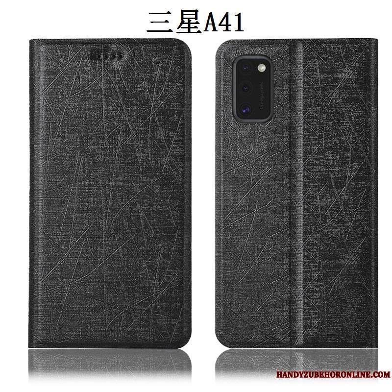 Samsung Galaxy A41 Or Étui En Cuir Coque De Téléphone Incassable Soie Housse Modèle Fleurie