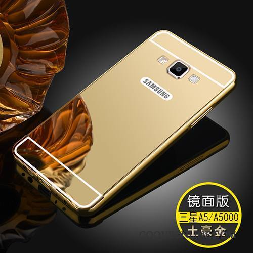 Samsung Galaxy A5 2015 Border Métal Miroir Couvercle Arrière Incassable Argent Coque De Téléphone
