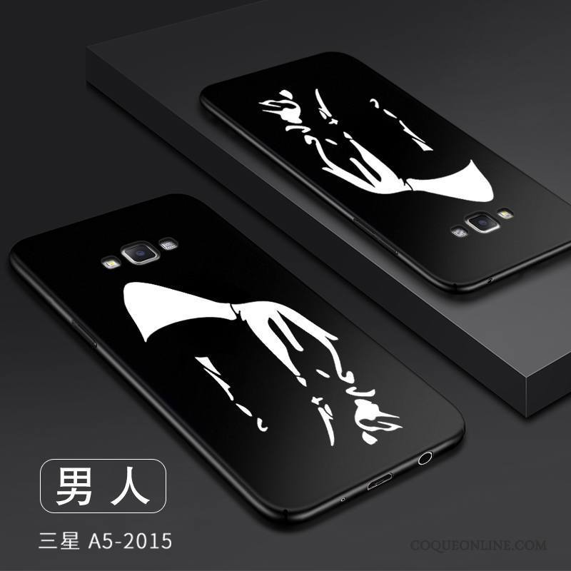 Samsung Galaxy A5 2015 Délavé En Daim Incassable Étui Dessin Animé Noir Tout Compris Coque De Téléphone