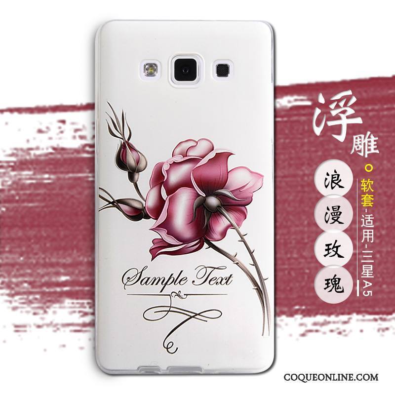 Samsung Galaxy A5 2015 Rose Coque Gaufrage Téléphone Portable Silicone Fluide Doux Étoile