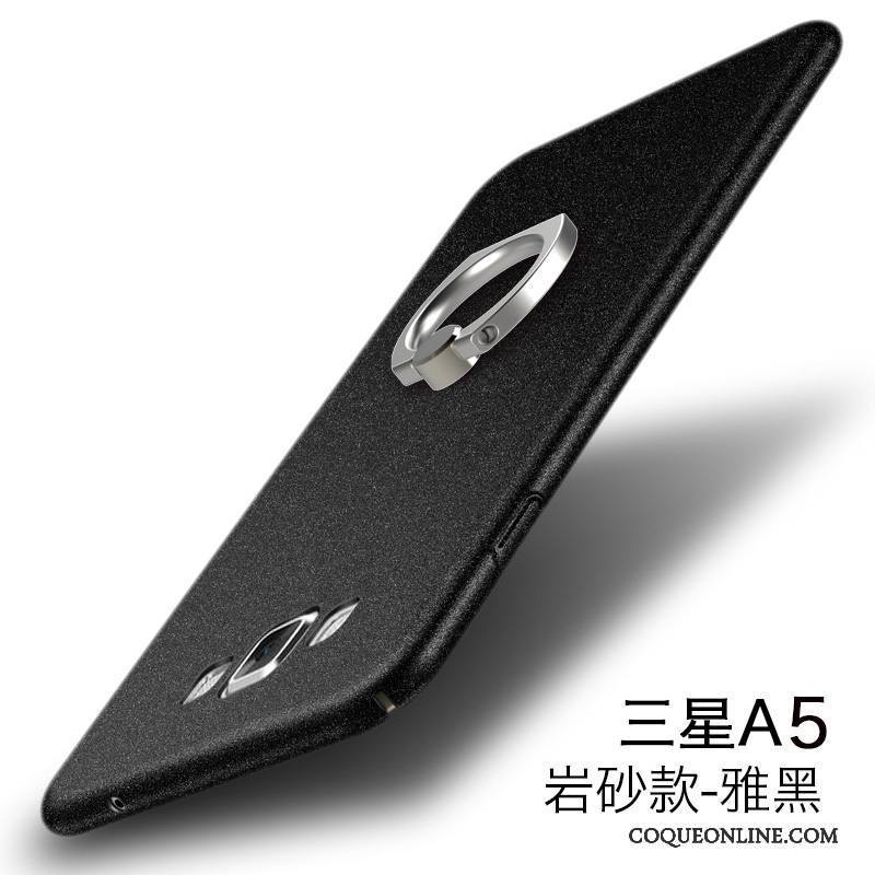 Samsung Galaxy A5 2015 Téléphone Portable Délavé En Daim Coque Tempérer Protection Noir Incassable