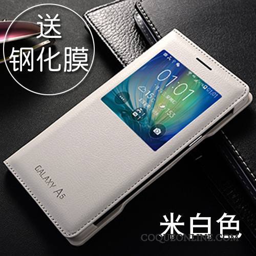 Samsung Galaxy A5 2015 Étui En Cuir Blanc Housse Coque De Téléphone Étoile Téléphone Portable