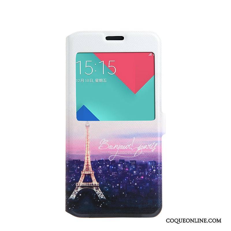 Samsung Galaxy A5 2016 Coque Multicolore Fleurs Étoile Ouvrir La Fenêtre Protection Housse Étui