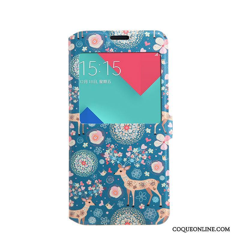 Samsung Galaxy A5 2016 Coque Multicolore Fleurs Étoile Ouvrir La Fenêtre Protection Housse Étui