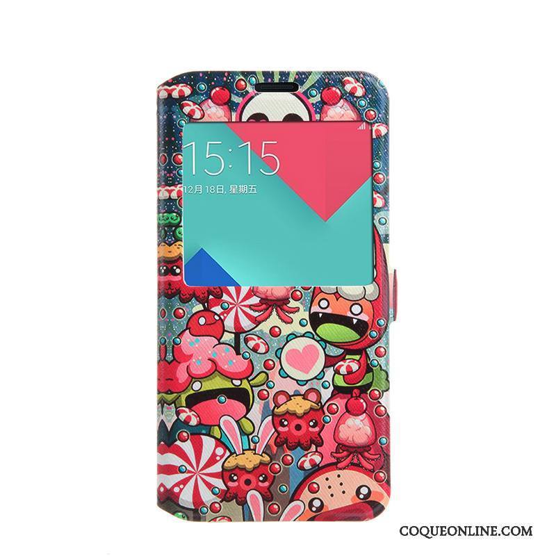 Samsung Galaxy A5 2016 Coque Multicolore Fleurs Étoile Ouvrir La Fenêtre Protection Housse Étui