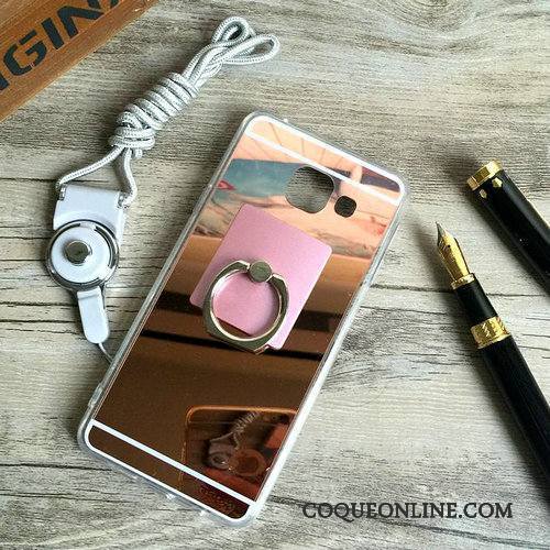 Samsung Galaxy A5 2016 Coque Ornements Suspendus Support Étoile Miroir Silicone Protection Or Rose