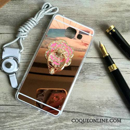 Samsung Galaxy A5 2016 Coque Ornements Suspendus Support Étoile Miroir Silicone Protection Or Rose
