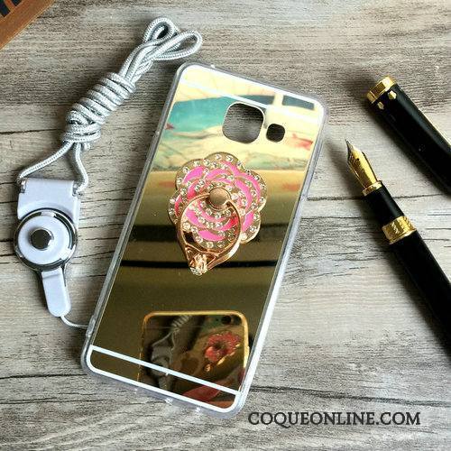 Samsung Galaxy A5 2016 Coque Ornements Suspendus Support Étoile Miroir Silicone Protection Or Rose