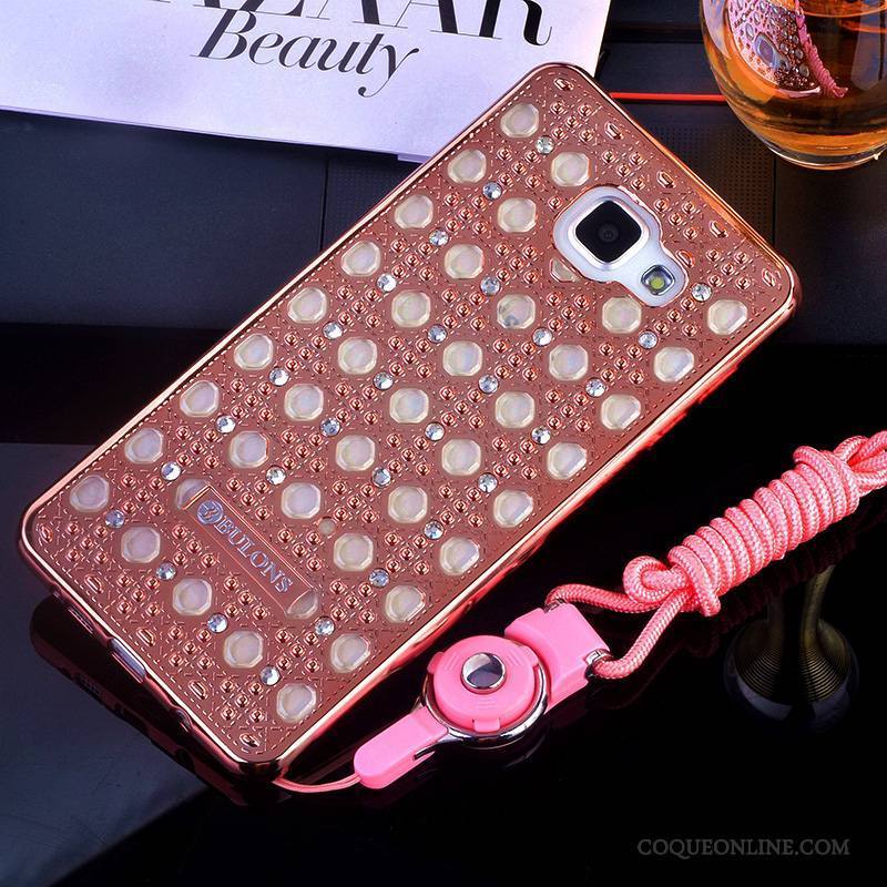 Samsung Galaxy A5 2016 Coque Support Strass Protection Étoile Incassable Or Rose Silicone