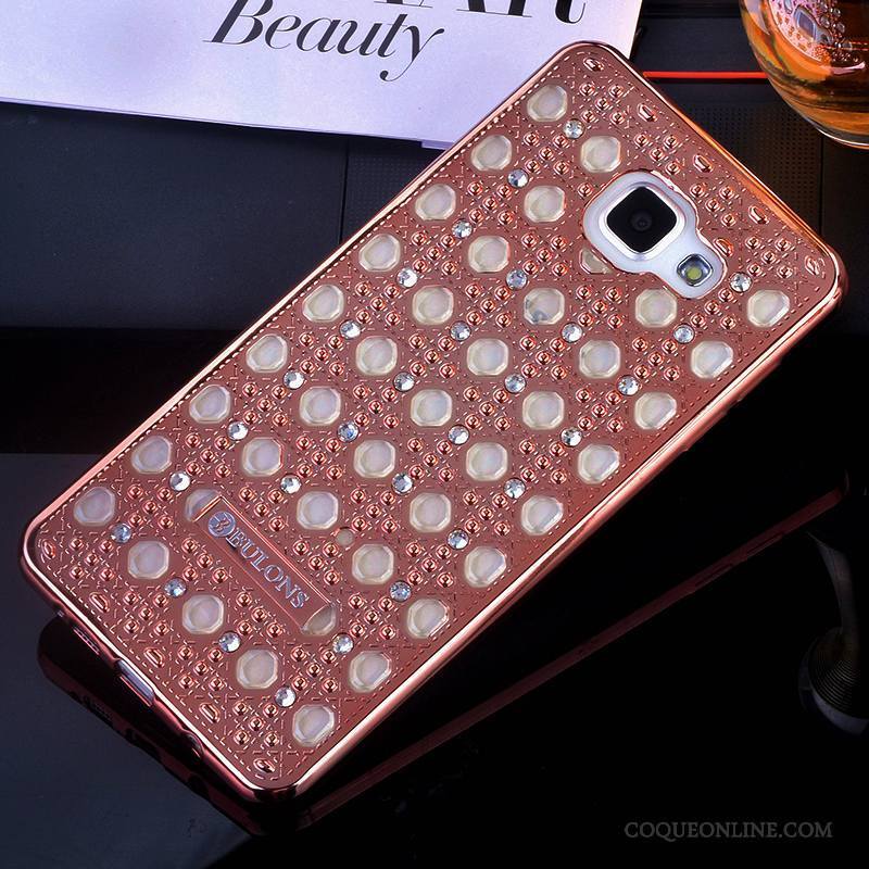 Samsung Galaxy A5 2016 Coque Support Strass Protection Étoile Incassable Or Rose Silicone