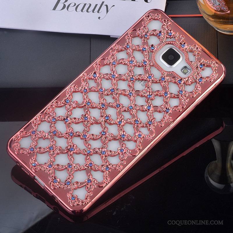 Samsung Galaxy A5 2016 Coque Support Strass Protection Étoile Incassable Or Rose Silicone