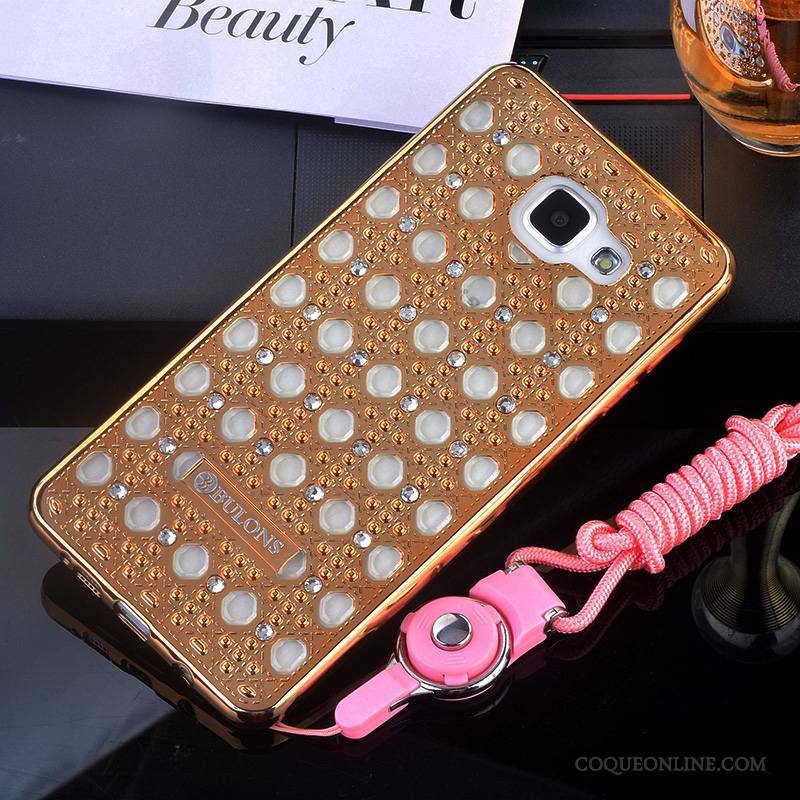 Samsung Galaxy A5 2016 Coque Support Strass Protection Étoile Incassable Or Rose Silicone