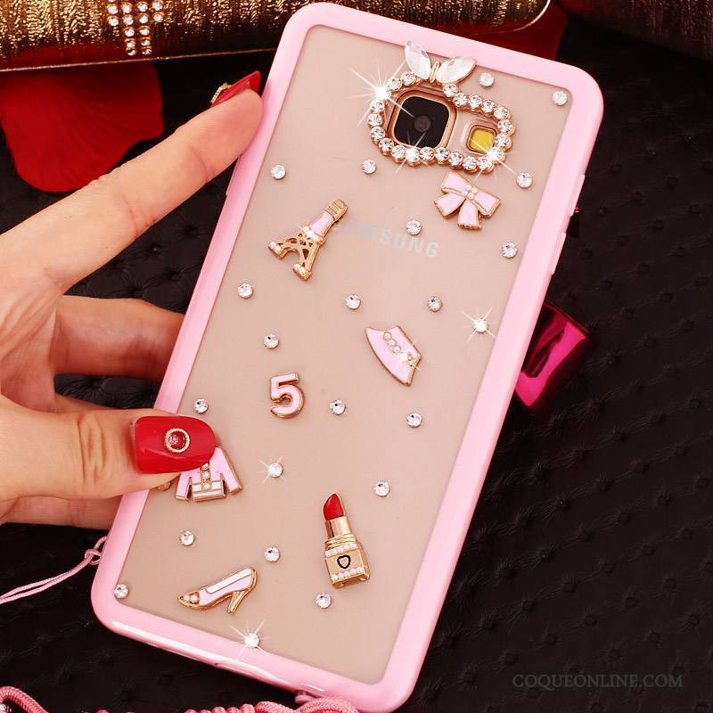 Samsung Galaxy A5 2016 Simple Ornements Suspendus Coque De Téléphone Rose Transparent Strass Étoile