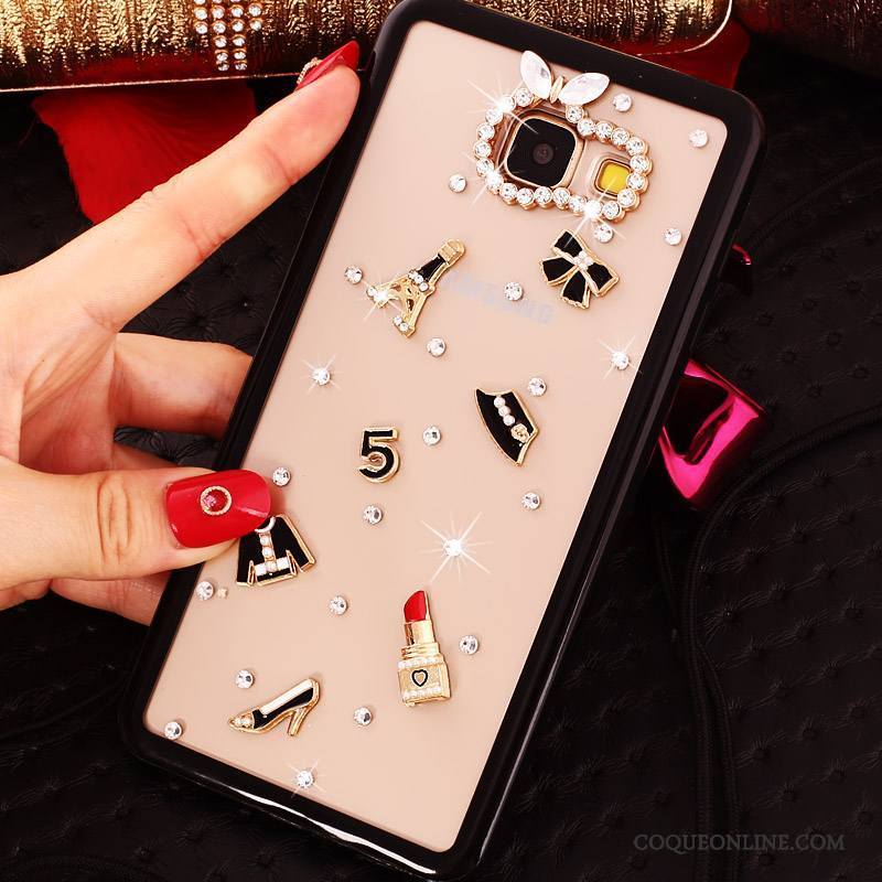 Samsung Galaxy A5 2016 Simple Ornements Suspendus Coque De Téléphone Rose Transparent Strass Étoile