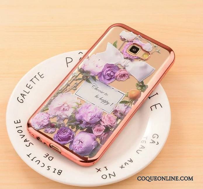 Samsung Galaxy A5 2017 Coque Dessin Animé Étoile Rose Placage Gaufrage Incassable Protection