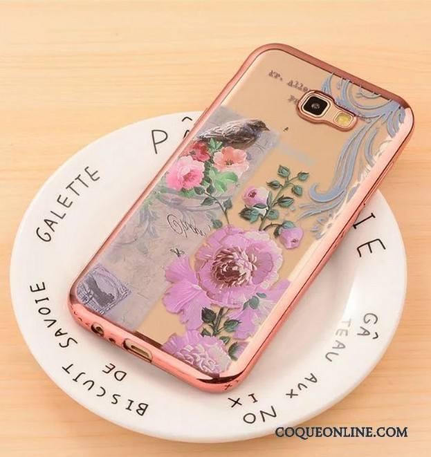 Samsung Galaxy A5 2017 Coque Dessin Animé Étoile Rose Placage Gaufrage Incassable Protection