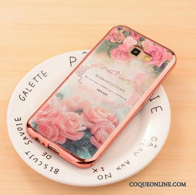 Samsung Galaxy A5 2017 Coque Dessin Animé Étoile Rose Placage Gaufrage Incassable Protection