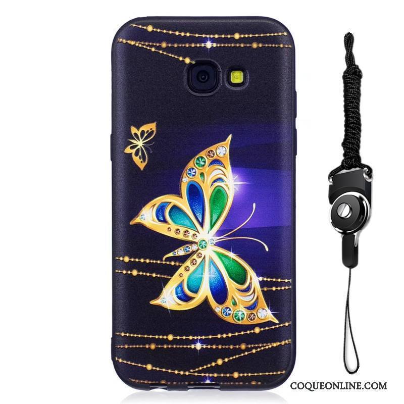 Samsung Galaxy A5 2017 Délavé En Daim Coque De Téléphone Étoile Noir Dessin Animé Peinture Fluide Doux