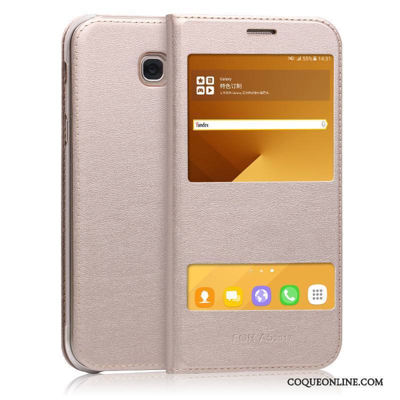 Samsung Galaxy A5 2017 Téléphone Portable Or Rose Housse Coque De Téléphone Étui En Cuir Incassable Protection