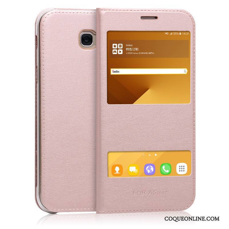 Samsung Galaxy A5 2017 Téléphone Portable Or Rose Housse Coque De Téléphone Étui En Cuir Incassable Protection