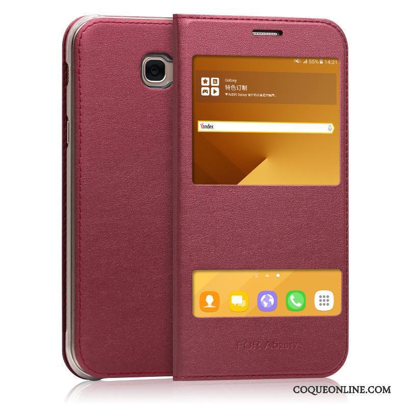 Samsung Galaxy A5 2017 Téléphone Portable Or Rose Housse Coque De Téléphone Étui En Cuir Incassable Protection