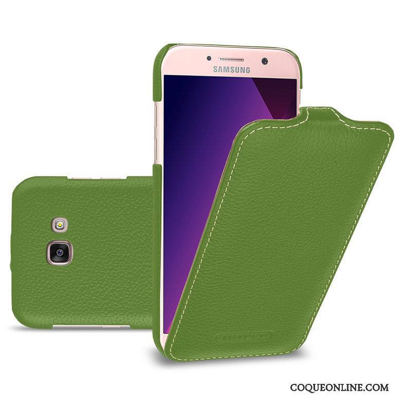 Samsung Galaxy A5 2017 Vert Coque De Téléphone Étui Protection Téléphone Portable Étoile Cuir Véritable