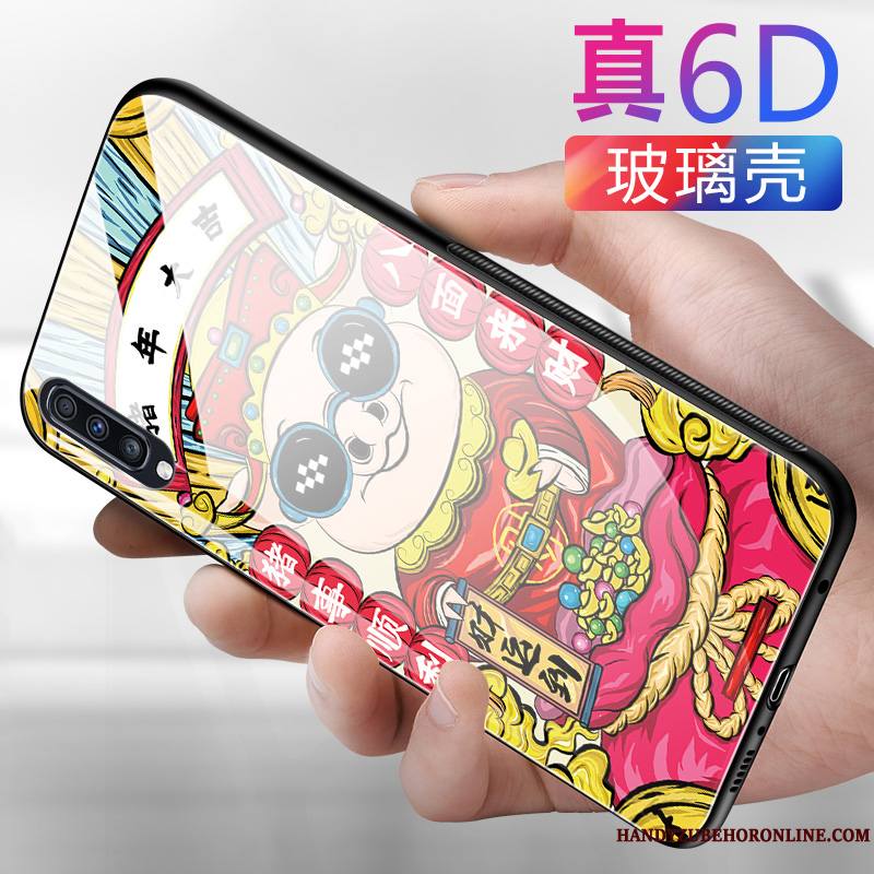 Samsung Galaxy A50 Charmant Tout Compris Silicone Verre Dessin Animé Fluide Doux Coque De Téléphone