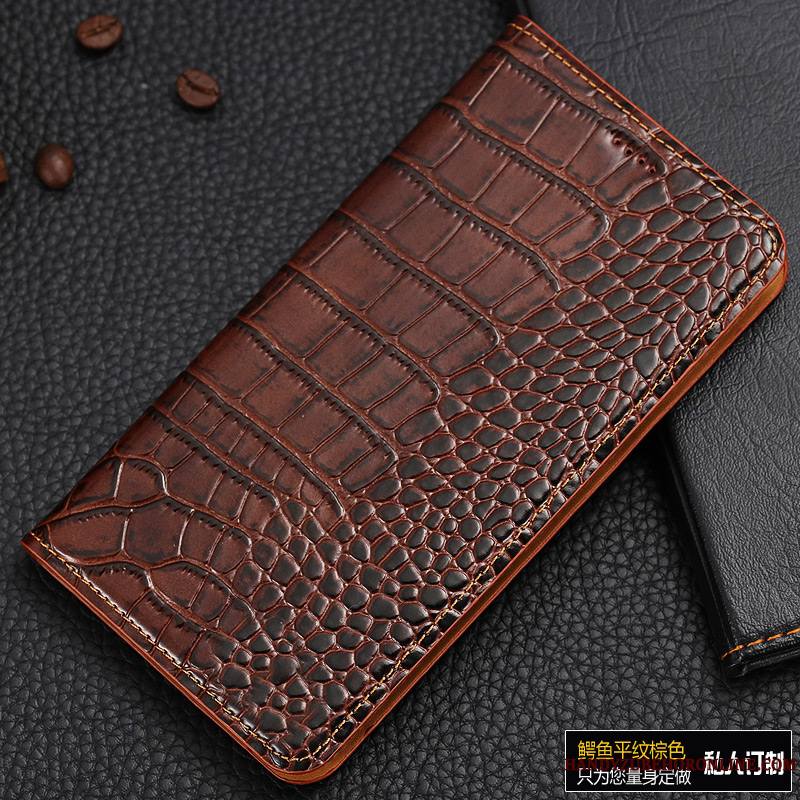 Samsung Galaxy A50 Coque Incassable Modèle Fleurie Téléphone Portable Crocodile Étui Étui En Cuir Cuir Véritable