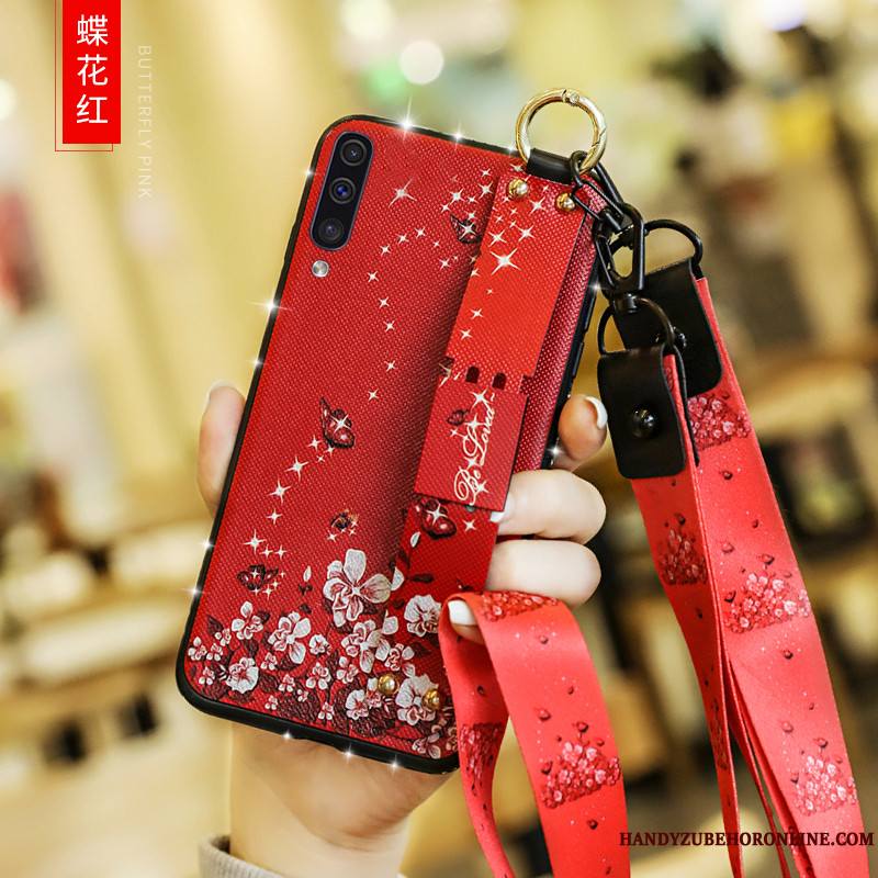 Samsung Galaxy A50 Coque Style Chinois Fleur Longue Protection Courte Étoile Ornements Suspendus