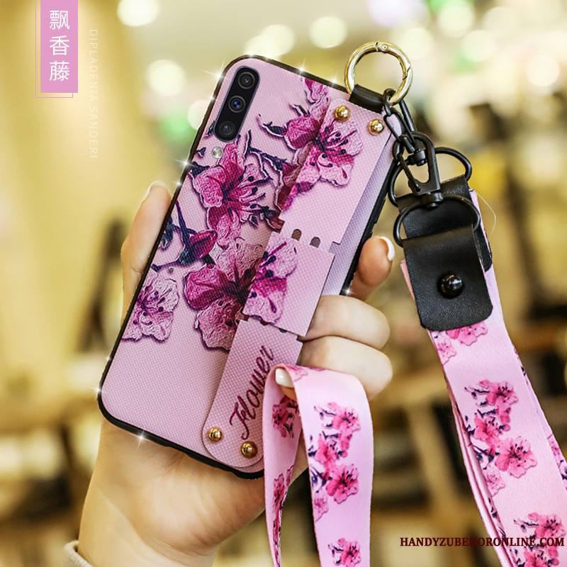 Samsung Galaxy A50 Coque Style Chinois Fleur Longue Protection Courte Étoile Ornements Suspendus