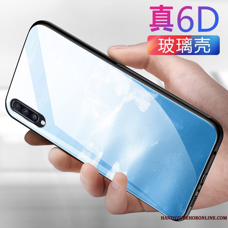 Samsung Galaxy A50 Coque Verre Tout Compris Marque De Tendance Étui Simple Couleur Unie Personnalité