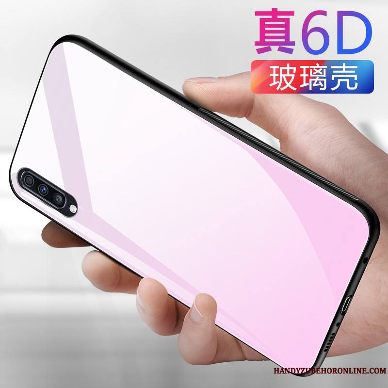 Samsung Galaxy A50 Coque Verre Tout Compris Marque De Tendance Étui Simple Couleur Unie Personnalité