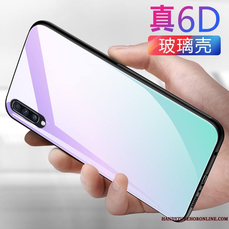 Samsung Galaxy A50 Coque Verre Tout Compris Marque De Tendance Étui Simple Couleur Unie Personnalité