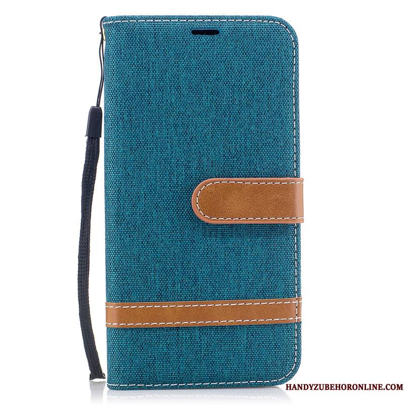 Samsung Galaxy A50 Coque Étui Protection En Denim Téléphone Portable Étoile Bleu Marin Nouveau