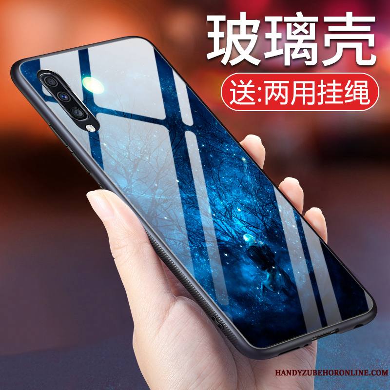 Samsung Galaxy A50 Fluide Doux Verre Personnalité Bleu Étoile Coque Incassable