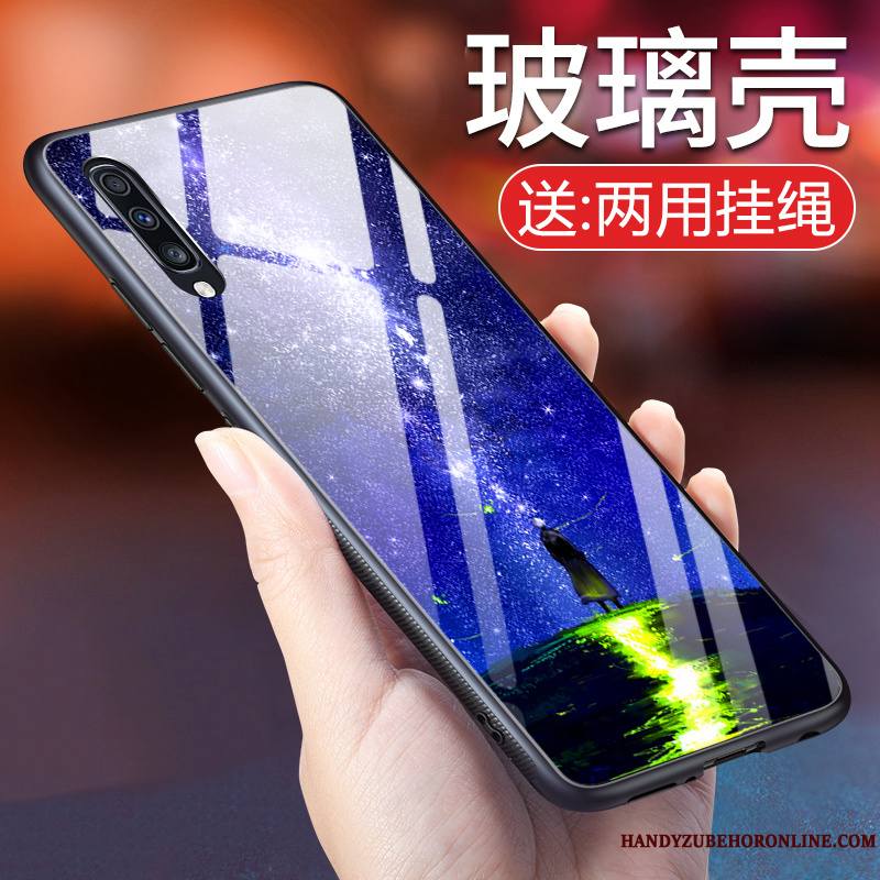 Samsung Galaxy A50 Fluide Doux Verre Personnalité Bleu Étoile Coque Incassable