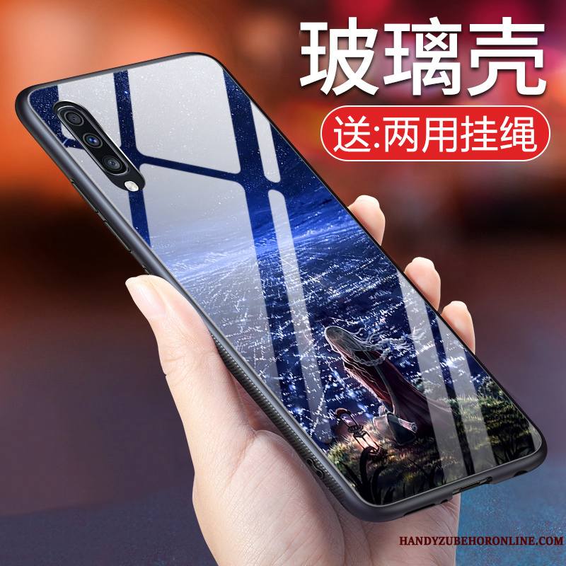 Samsung Galaxy A50 Fluide Doux Verre Personnalité Bleu Étoile Coque Incassable