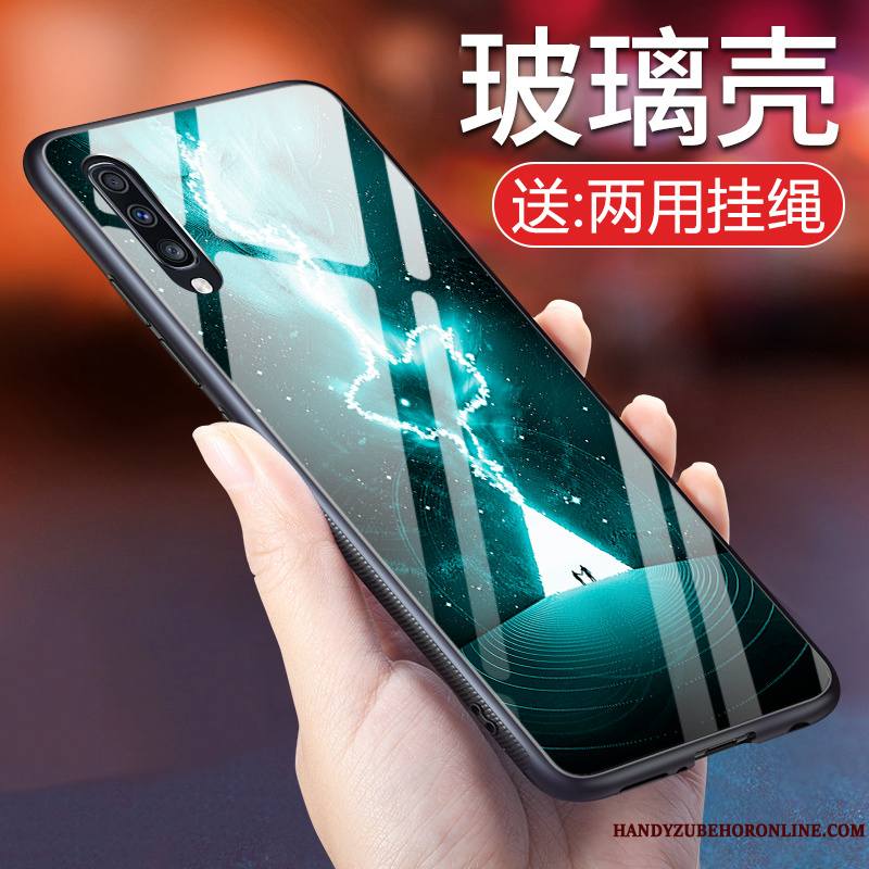 Samsung Galaxy A50 Fluide Doux Verre Personnalité Bleu Étoile Coque Incassable