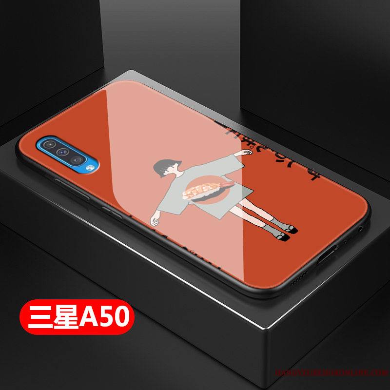 Samsung Galaxy A50 Verre Incassable Coque Net Rouge Silicone De Téléphone Difficile