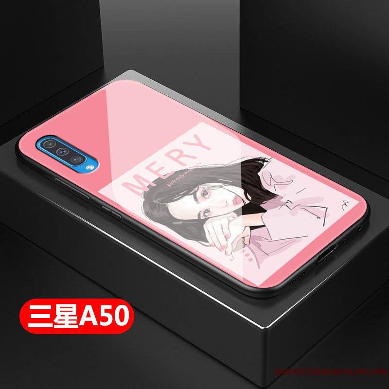 Samsung Galaxy A50 Verre Incassable Coque Net Rouge Silicone De Téléphone Difficile