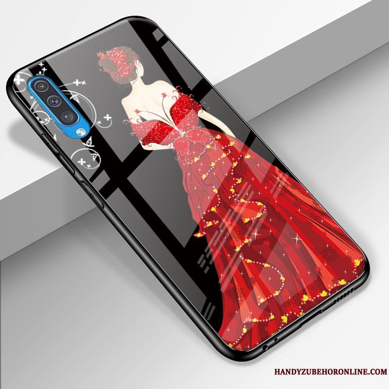 Samsung Galaxy A50 Verre Incassable Tout Compris Yarn Rouge Coque De Téléphone