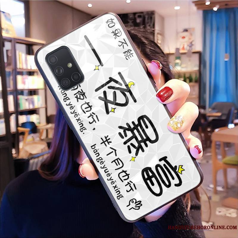Samsung Galaxy A51 Blanc Étoile Losange Coque Marque De Tendance Net Rouge De Téléphone