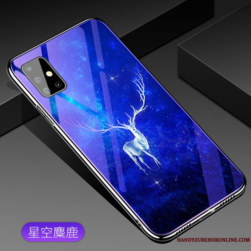 Samsung Galaxy A51 Coque Fluide Doux Nouveau Bleu Tout Compris Verre Luxe Dessin Animé