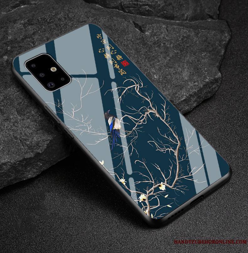 Samsung Galaxy A51 Coque Style Chinois Personnalisé Dessin Animé Mode Étoile Bleu Verre