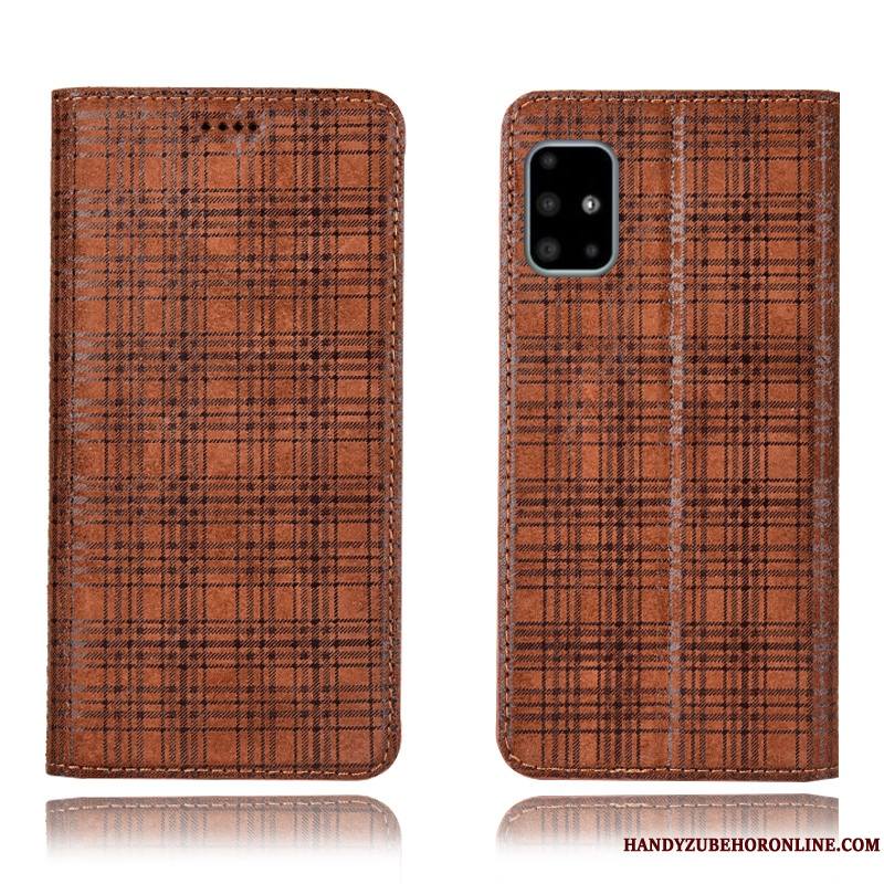 Samsung Galaxy A51 Protection Modèle Fleurie Coque De Téléphone Plaid Étui Incassable Rouge