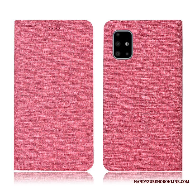 Samsung Galaxy A51 Étui En Cuir Foncé Lin Housse Incassable Étoile Coque De Téléphone