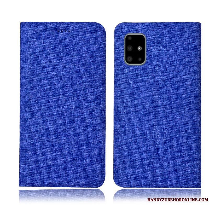 Samsung Galaxy A51 Étui En Cuir Foncé Lin Housse Incassable Étoile Coque De Téléphone