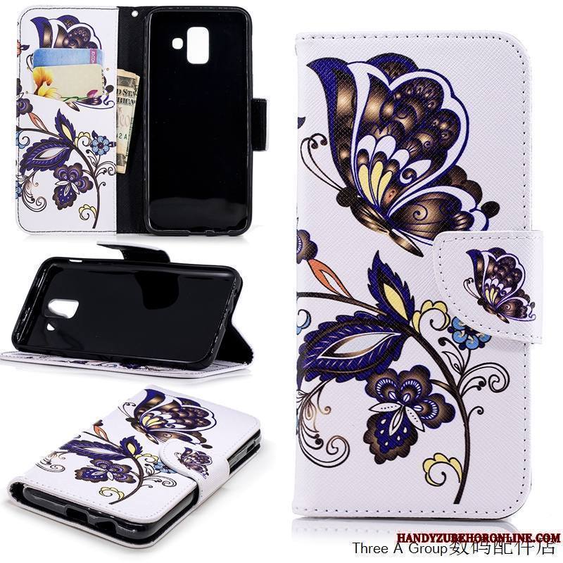 Samsung Galaxy A6 Coque De Téléphone Étui Étui En Cuir Personnalité Dessin Animé Housse Noir