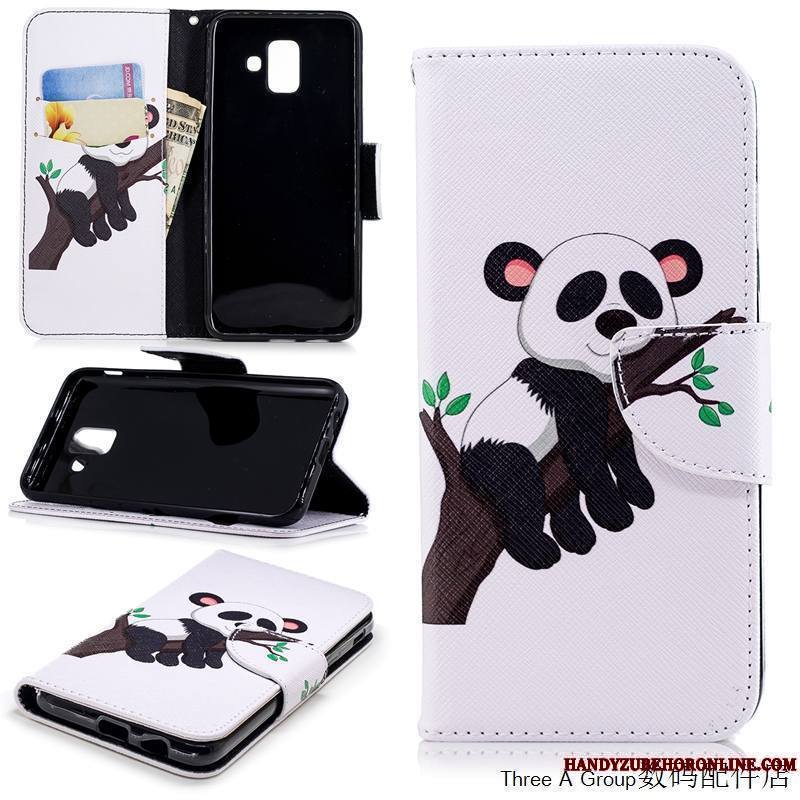 Samsung Galaxy A6 Coque De Téléphone Étui Étui En Cuir Personnalité Dessin Animé Housse Noir