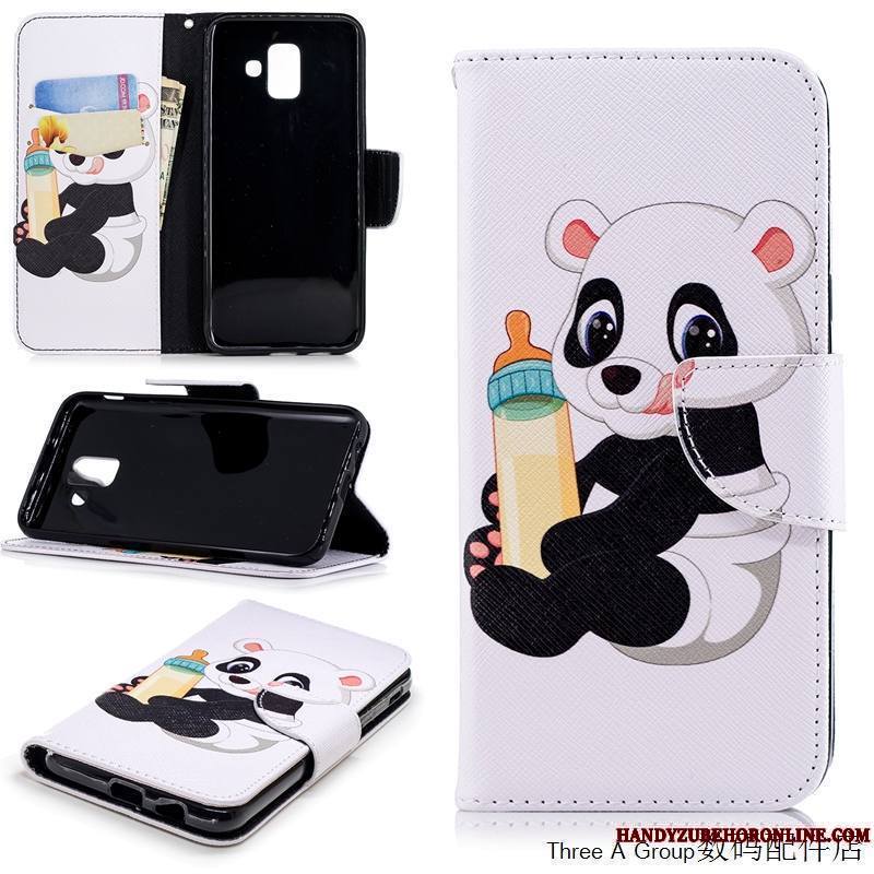 Samsung Galaxy A6 Coque De Téléphone Étui Étui En Cuir Personnalité Dessin Animé Housse Noir